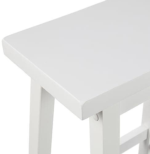 Amazon Basics White Solid Wood Kitchen Barstool, 24" Height, Set of 2