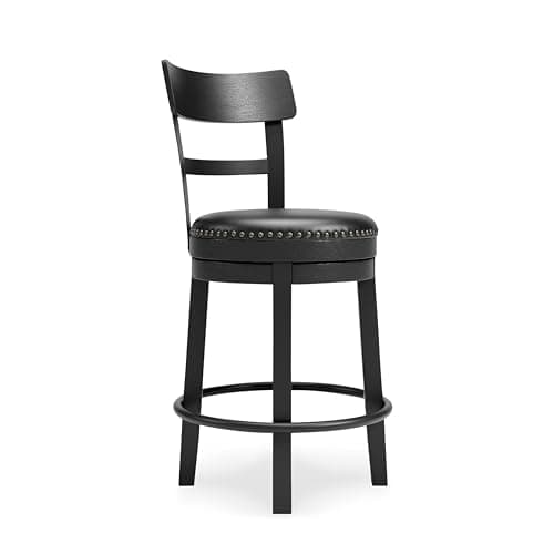 Signature Design by Ashley Light Brown Modern Farmhouse Swivel Barstool 24.25" Counter Height