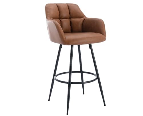 EALSON Modern Swivel Bar Stools Set of 2 Brown Leather