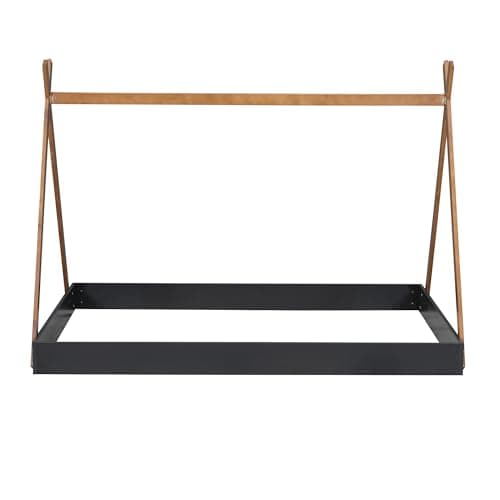Montessori Style Black & Brown Wood Teepee Bed for Kids Box Spring Required