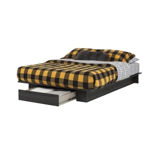 South Shore Gray Oak Full/Queen Holland Platform Bed with Drawer
