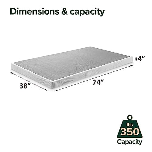 Zinus Quick Lock Metal Smart Box Spring Twin Mattress Foundation, White