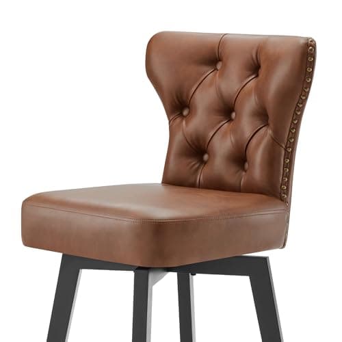 Beige Nailhead Trim Barstools 26" Swivel Kitchen Island Stools, Set of 4