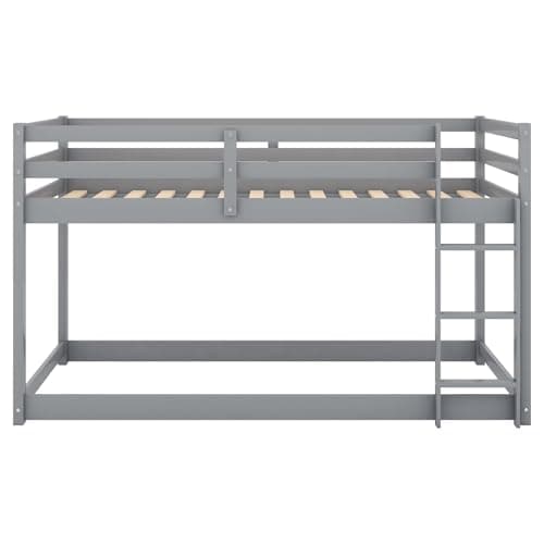 Twin Over Twin Wood Bunk Bed for Teens, Dormitory and Bedroom, Easy Assembly, Grey