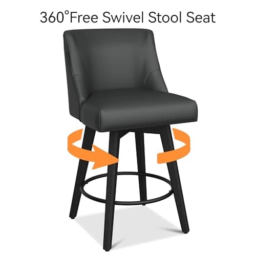 Rustic Black Counter Height Bar Stools, 26" Swivel Seat