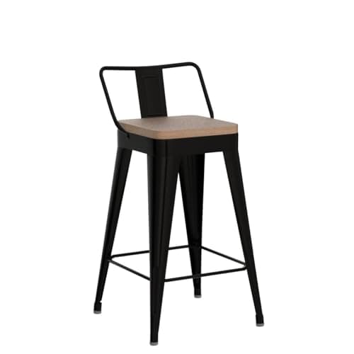 WENTMENT Black Wood Seat Counter Height Bar Stool Set of 4