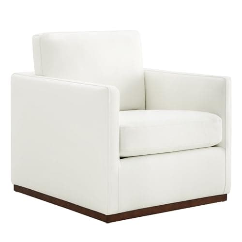 CHITA FSC Certified Mid Century Modern Genuine Leather Swivel Chair, Saddle Seat
