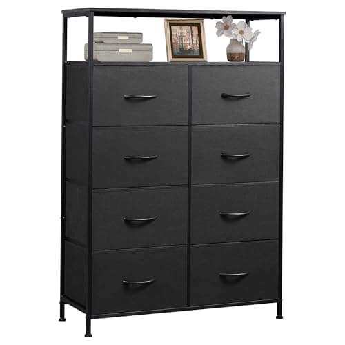 WLIVE Light Grey Tall Dresser with 8 Drawers & Fabric_bins