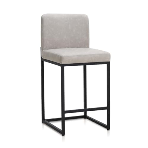 Sophia & William Light Grey PU Bar Stools Set of 4, Modern Counter Height