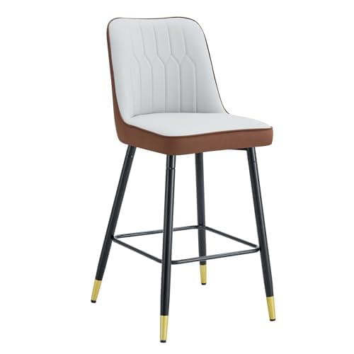 Modern Black Counter Height Bar Stool Set of 4, Faux Leather with Stable Legs