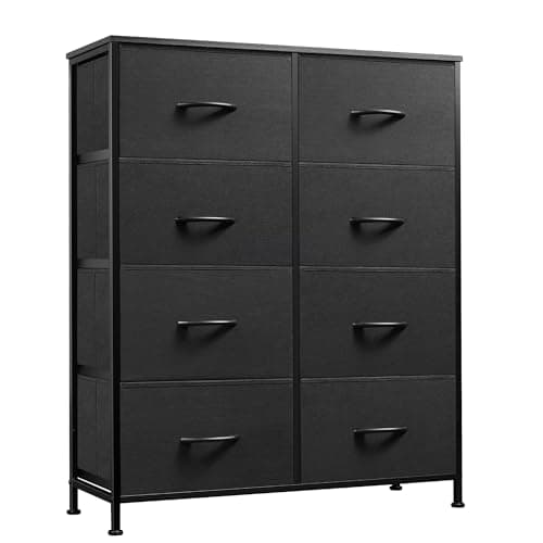 Fabric Dresser with 8 Drawers and Open Shelves for Bedroom or Living Room