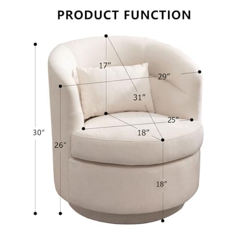 CANMOV Beige Swivel Round Arm Chair Set of 2, Comfortable Living Room Accent Chair
