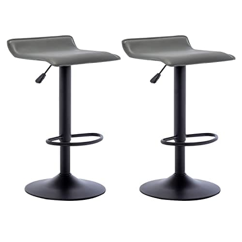 Vogue Black PU Leather Airlift Kitchen Bar Stools, Set of 2