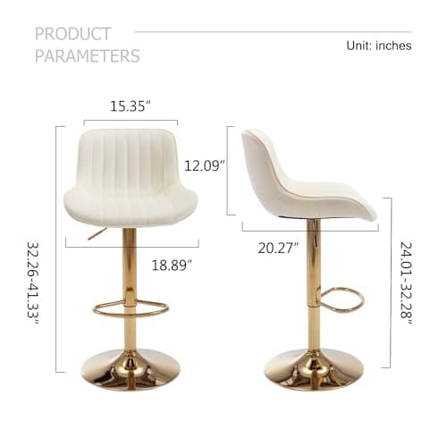 Beige Modern Velvet Swivel Bar Stools, Counter Height with Backs Set of 4