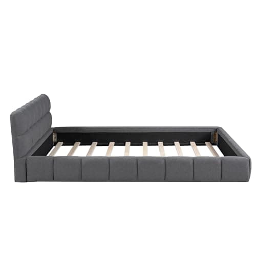 Modern Tufted Queen Platform Bed Frame - Gray Linen Wingback Style