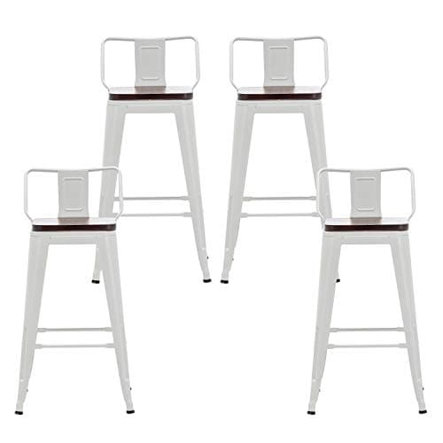 Changjie Matte Black Wooden Swivel Bar Stools for Kitchen Counter (Set of 4)