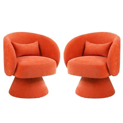 KIVENJAJA Sherpa Teddy 360° Swivel Armchair, White Pillowed Boucle Living Room Chair