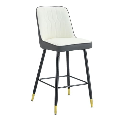 Modern Black Counter Height Bar Stool Set of 4, Faux Leather with Stable Legs