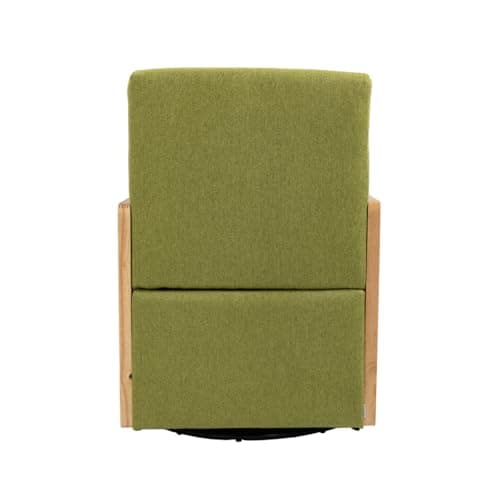 Swivel Accent Chair with Woven Armrests, Linen Upholstered Armchair for Living Room, Green