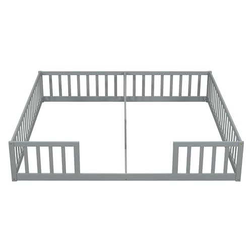 Montessori Floor Bed for Girls & Boys, Twin Size Safety Frame, Grey
