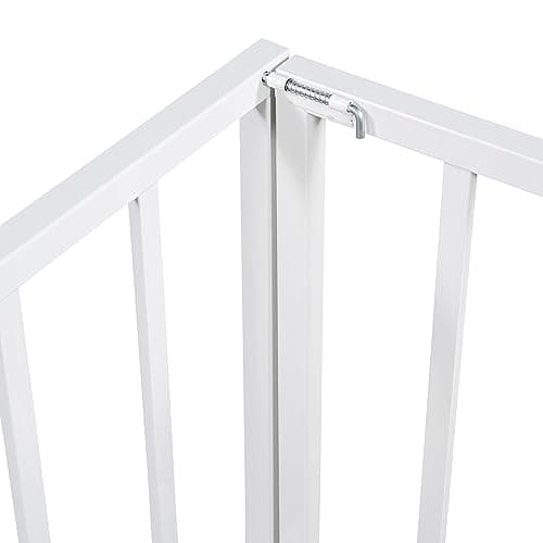 Full Size Metal Fence Bed with Door, Versatile Montessori, No Box Spring Needed, Easy Install, White