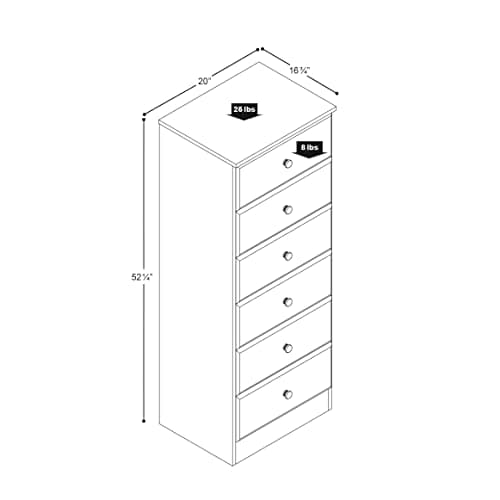 Black 6-Drawer Dresser for Bedroom: Prepac Astrid Tall Chest - Space-Saving Storage Solution