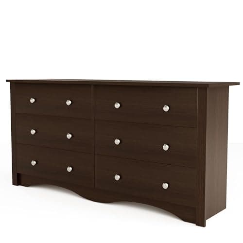 6 Drawer Wood Dresser for Bedroom and Living Room (Black)