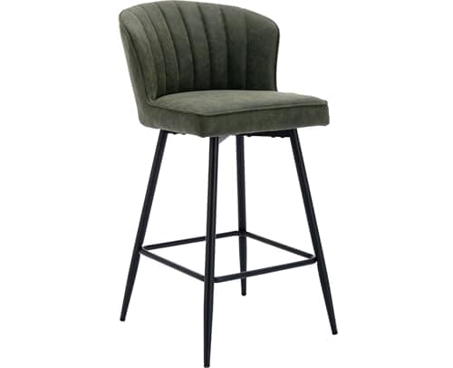 EALSON Green Counter Height Bar Stools Set of 2 Modern Leather Backbar Chairs