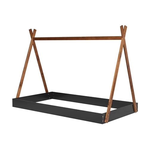 Montessori Style Black & Brown Wood Teepee Bed for Kids