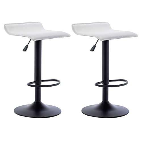 Vogue Black PU Leather Airlift Kitchen Bar Stools, Set of 2