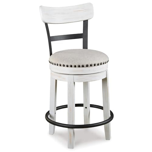 Signature Design by Ashley Light Brown Modern Farmhouse Swivel Barstool 24.25" Counter Height
