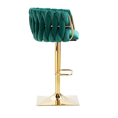 Emerald Velvet Swivel Barstools Set of 2 - Height Adjustable Counter Stools for Kitchen Island Pub