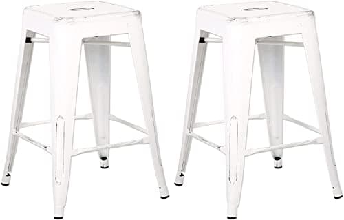 AC Pacific Matte Black Country Rustic Barstool Set of 2