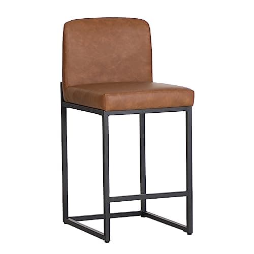 PHI VILLA Grey Counter Height Bar Stool Set of 4 PU Leather Back