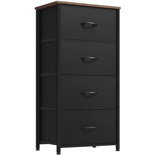 YITAHOME Sturdy 4-Drawer Fabric Dresser, Steel Frame, Wooden Top