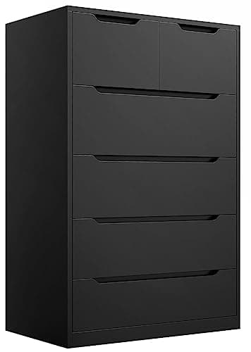 EnHomee 6-Drawer Black Dresser for Bedroom with Organizer