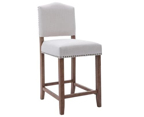 CIMOTA Linen Beige Rattan Farmhouse Bar Stool Set Mid Century Modern 26.5In