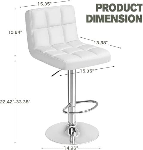 Furmax White Modern Pu Swivel Bar Stool Set of 4 (4pcs)