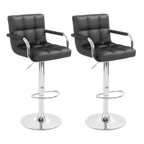 Set of 4 Modern PU Leather Bar Stools for Kitchen/Island, Black
