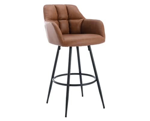 CIMOTA PU Brown Swivel Bar Stools Set of 2