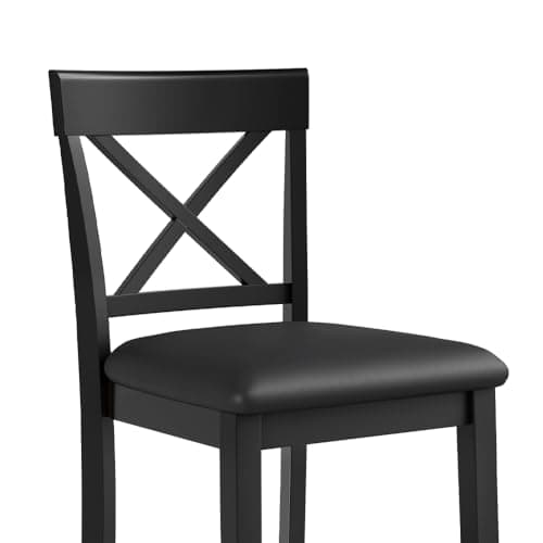 26" Rubber Wood Bar Stools, Set of 4, Black Classical X-Back