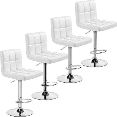 Yaheetech Lightweight PU Bar Stool Set, Modern Counter Height with Back and Footrest