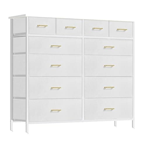 Black Tall Fabric Drawer Dresser with 12 Deep Drawers for Bedroom, Closet, and More