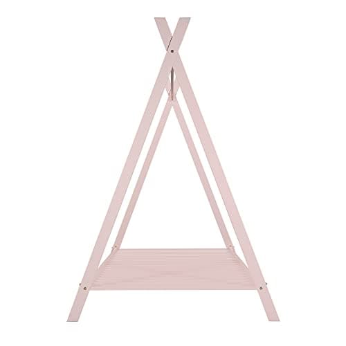 i-POOK Twin Size Metal Floor Bed with X-Shaped Frame, Pink
