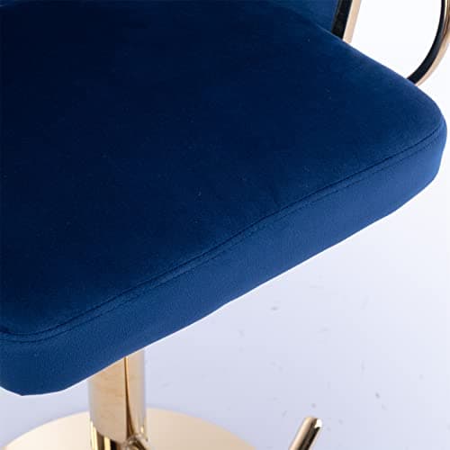 Adjustable Velvet Swivel Bar Stools Set of 2, Navy Color, for Dining Room Home Bar Kitchen Island
