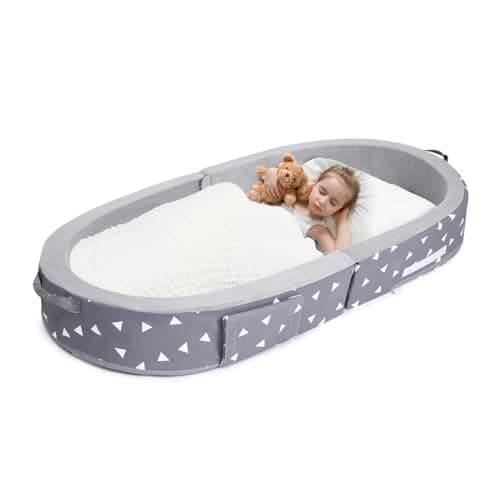 Compact Travel Cot for Toddlers with Safety Bar, Lightweight for Sleepovers