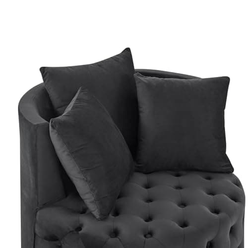 i-POOK Velvet Swivel Barrel Accent Chair with Button Tufted Design and 3 Pillows