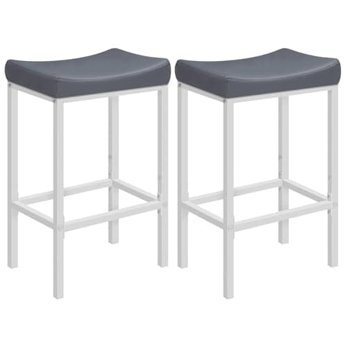 HOOBRO Black Saddle Bar Stools, Set of 2, Counter Height, Kitchen & Dining Room