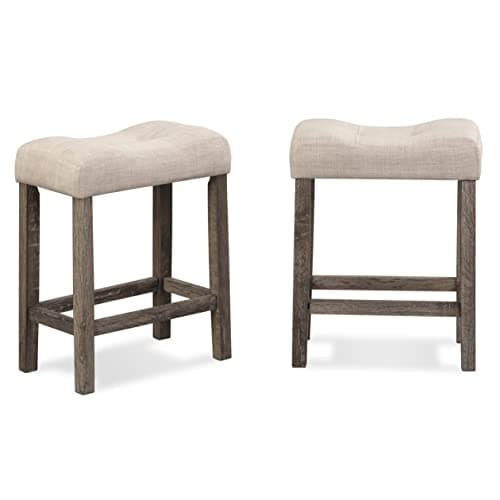 Roundhill Furniture Sora Tufted Counter Height Stools, Set of 2, Taupe