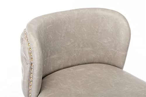 Adjustable Swivel Bar Stools Set of 2, PU Leather Upholstered Bar Chairs, Beige